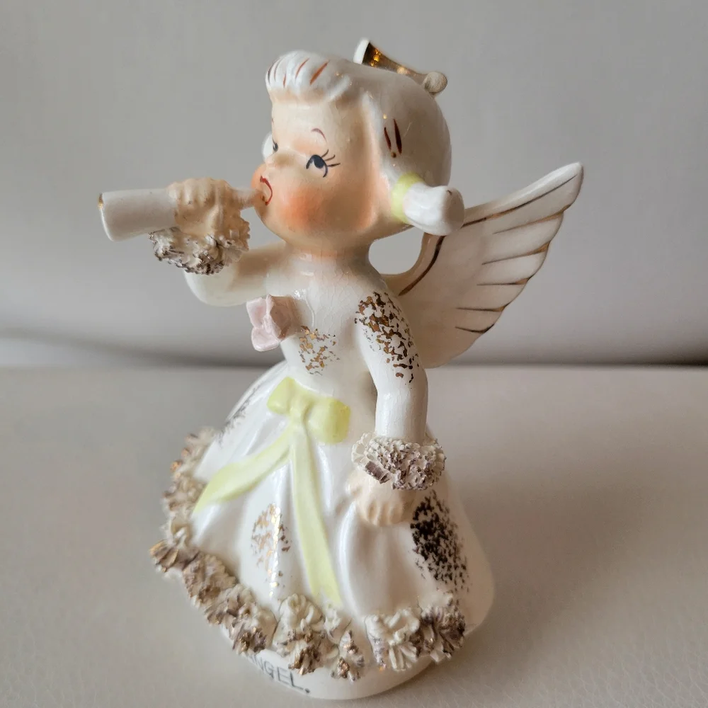 Lefton Exclusive January Girl Angel Figurine ~ Cute! ~ Broken Halo & Wing 😥